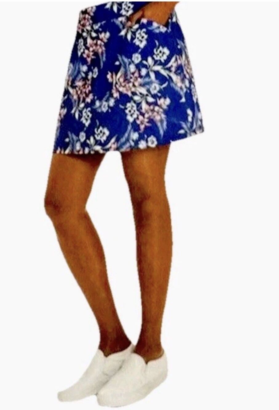 Mario Serrani Skort Tummy Control Blue Floral Golf Tennis Pickleball Sporty M